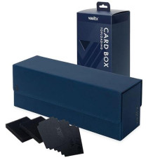 Vault X Exo-Tec Card Box 450+ Storage With Detachable Magnetic Lid, Dividers & Foam Fillers To Organize Deck Boxes, Toploaders, Tcg/Ccg & Sports Cards (Blue)