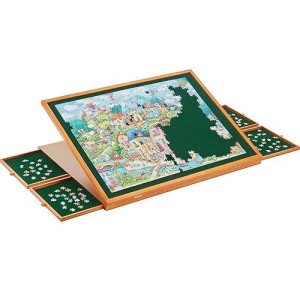 Yishan Heavy Duty Wooden Jigsaw Puzzle Board For 1500 Pieces Puzzle With Drawers And Cover, Adjustable Puzzle Table With Carry Handle, Portable Tilted Puzzle Easel For Adults