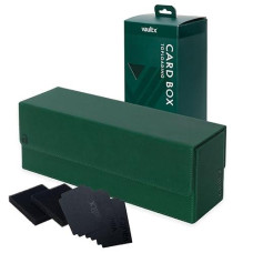 Vault X Exo-Tec Card Box 450+ Storage With Detachable Magnetic Lid, Dividers & Foam Fillers To Organize Deck Boxes, Toploaders, Tcg/Ccg & Sports Cards (Green)