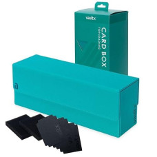 Vault X Exo-Tec Card Box 450+ Storage With Detachable Magnetic Lid, Dividers & Foam Fillers To Organize Deck Boxes, Toploaders, Tcg/Ccg & Sports Cards (Teal)