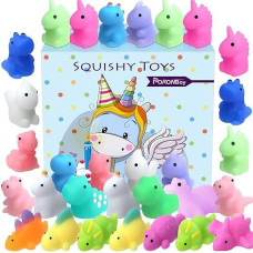 Pokonboy 30 Pcs Squishies Mochi Toys, Mini Kawaii Squishy Dinosaur Animals Squeeze Stress Relief Toys Easter Basket Stuffers Christmas Birthday For Kids