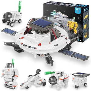 Playsheek Stem Projects For Kids Ages 8-12 Solar Robot Kit 6-In-1 Space Toys For 10-Year-Old Boy Girl Gift Building Toys Science Kits Christmas Birthday Gifts For 8 9 10 11 12 Year Old, White