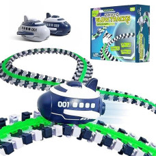 Usa Toyz Zero G Space Glow Race Track For Kids- 258Pc Glow In The Dark Flexible Race Track Set With Suction Cups, 2 Rocketship Cars, Take Apart Stem Building Toy Car Tracks For Boys And Girls Age 3+