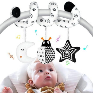 Xixiland Car Seat Toys For Babies 0-6 Months, Black And White High Contrast Baby Toys 0-3 Months Carseat Toys For Infants 0-6 Months, Stroller Toys Newborn Sensory Infant Toys For 0-18 Months