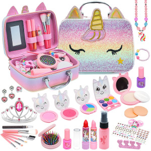 Kids Makeup Kit For Girl - Girls Makeup Kit For Kids, Little Girls Make Up Set, Washable Kid Makeup Toy For Toddlers Children Princess, Christmas Birthday Gift For 4 5 6 7 8 9 10 Year Old Girl