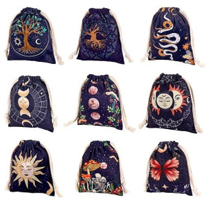 Xsylohxl Tarot Bag Kit 9 Pcs Tarot Card Bags And Pouches Tarot Deck Holder Storage Gift Velvet Bags With Sturdy Drawstrings Also Suitable For Crystals Dices Witchcraft And Divination Supplies