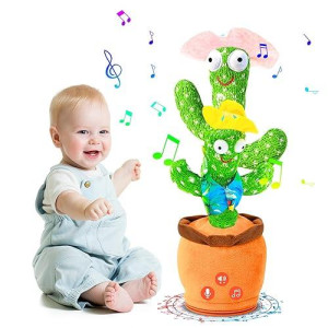 Sanjoin Dancing Talking Cactus Toy For Baby Toddler, Boys Girls Gifts Singing Mimicking Cactus Toy Recording Repeating What You Say Cactus Baby Toy With 120 English Songs (Catus-Family)