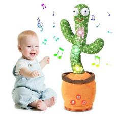 Sanjoin Dancing Talking Cactus Toy For Baby Toddler, Boys Girls Gifts Singing Mimicking Cactus Toy Recording Repeating What You Say Cactus Baby Toy With 120 English Songs (Green)