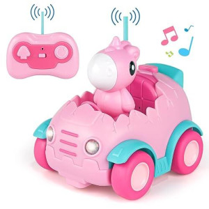 Nueplay Remote Control Car For Toddler Age 2 3 4 5, Electric Rc Car Toys With Light & Music, Toddler Toys, Race Car Vehicles, Horse Figures Truck, Christmas Birthday Gift For Baby Girls, Pink