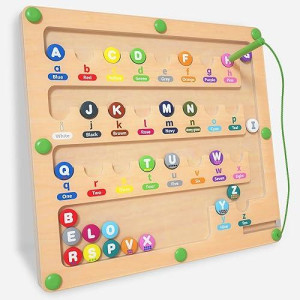 Tuevak Magnetic Alphabet Maze For Toddlers: Montessori Toys For 3+ Year Old, Learning Color And Number Sorting, Fine Motor Skills, Educational Toy For Preschoolers Boys And Girls, Kids