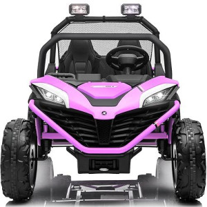 Molachi 2 Seater 24V 10Ah Ride On Cars,Electric Cars Vehicles With 2X200W Powerful Motors,Metal Frame, Brake&Gas Pedal, Eva Tires, 3 Speed, Led Light, Bluetooth, 2 Spring Suspension(Purple)