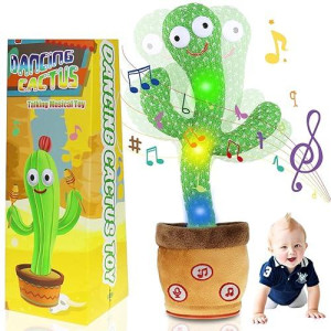 Qwifyu Dancing Cactus Talking Baby Toys, Talking Cactus Mimicking Toys Repeating What You Say Singing Recording With Volume Adjustable & 120 English Songs Plush Toy Birthday Gifts For Kids Boys Girls