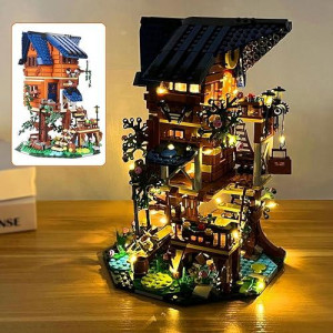 Allhero Tree House Building Set With Led String Light, Creative Treehouse Building Block Toy For Boys Girls Age 6+, Teen, Adult(1155Pcs)