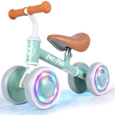 Lol-Fun Baby Balance Bike For 1 Year Old Boys Girls Toy Birthday Gift, Colorful Lighting Balance Bike For Toddlers 12 18 Months With 4 Led Wheels & Adjustable Seat