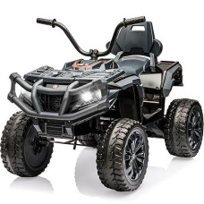 U Urideon 24V Kids Ride On Electric Atv, 4 Wheeler Quad Car Toy, Eva Tires, Battery Powered Vehicle,Led Headlights, Music (Black)