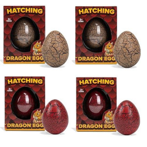 Class Collections Surprise Growing Dragon Hatch Egg Kids Novelty Toy - Pack Of 4, Brown And Red