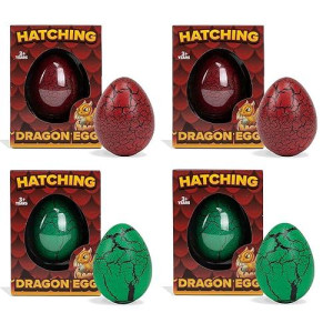 Class Collections Surprise Growing Dragon Hatch Egg Kids Novelty Toy - Pack Of 4, Red And Green