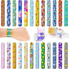 Poplay 48Pcs Slap Bracelets Bulk, Slap Wristbands Party Favors Mermaid Tie Dye Galaxy For Kids Birthday Gift Classroom Awards