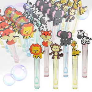 24 Piece Jungle Animals Toys Bubble Wand For Kids(6 Style),Cute Bubble Wand Great For Forest Animals Crazy Theme Party Favors,Pinata Suffer,Animals Party Goodie Bags Filler,School Classroom Prizes