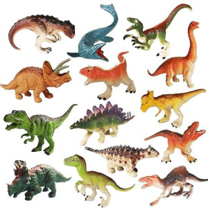 14 Pcs Figures Toys Realistic Mini Dinosaurs Animal Figurines, Plastic Learning Educational Playset Animal Themed Party Supplies Cake Topper Ornaments For Easter Egg Birthday Christmas