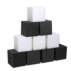 Trendbox 24Pcs 5" X 5" X 5" Foam Pit Blocks Foam Padding Blocks Foam Pit Cubes Sponge Foam Blocks For Amusement Park, Gymnastics, Freerunning And Parkour Courses - Black & White