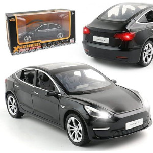 Zinc Alloy Model 3 Car Model,1:24 Scale Simulation Casting Car Model Pull Back Diecast Toy Car, Mini Vehicles Toys With Lights And Music For Toddlers Kids Children Birthday Gift(Black)