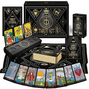 Wyspell Tarot Kit Includes Gold Tarot Cards With Guide Book, A Tarot Cloth, A Tarot Bag, A Tarot Journal, And A Classic Tarot Deck Holder - Beautiful Tarot Cards For Beginners Kit