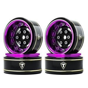 Treal 1.0 Beadlock Wheels Deep Dish Rims (4P) For Scx24 Ax24 Fcx24 Trx4M 1/24 1/18 Crawler Car-Type F(Purple)