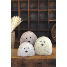 Set Of Three Tabletop River Rock Ghosts