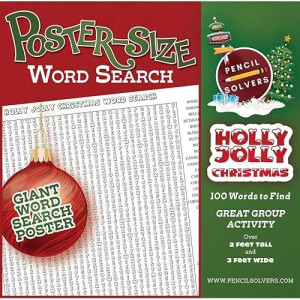 Poster-Size Word Search - Holly Jolly Christmas - 100 Words To Find On This Giant Word Search Puzzle