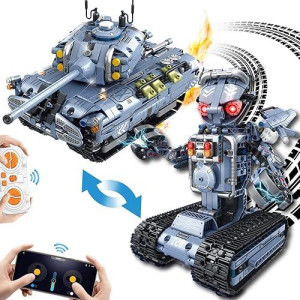 Jonrryin Robot Building Toys For Kids, 901 Pieces Build A Robot Kit, 2-In-1 App & Remote Control Controlled Robotics Or Race Car, Programmable Build A Robot Kit For 6-12+ Year Old Gift (Yellow)