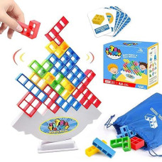 Tetra Balancing Stacking Tower Toys, 48Pcs Board Games For Kids & Adults, 2 Players Balance Game Team Building Blocks Stem Toy With Storage Bag, Boys Girls Gifts, Perfect For Family, Parties, Travel