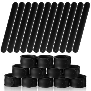 Gemscream 12 Pcs Silicone Slap Bracelets Diy Slap Bands Party Favors Bulk Blank Soft Wristband Wrist Snap Band For Craft Project Diy Painting Birthday Party Halloween Christmas(Black)