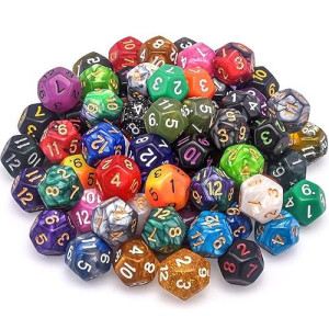 Austor 70 Pieces 12 Sided Dice Mixed Color Polyhedral Dice Set 12 Sides Dices Assortment With A Black Velvet Storage Bag For Dnd Rpg Mtg Table Games