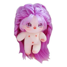 Niannyyhouse 20Cm Plush Doll Purple Straight Hair Girl Humanoid Stuffed Body Wearable Clothing Dress Up Gifts (2-With Skeleton)