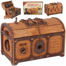 Wooden.City Treasure Chest Escape Room In A Box - Hard Puzzle Box For Adults Wooden Kit - Clue Box Escape Puzzle - 3D Escape Room Puzzles - Wooden Mechanical Puzzles For Adults - Pirates Puzzle Box