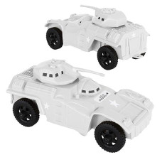 Timmee Recon Patrol Armored Cars - White Plastic Army Men Scout Vehicles