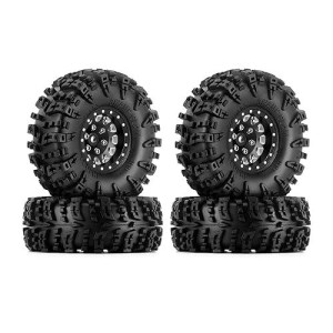 Injora 1.3" Wheel Tires Set S5 Swamp Claw Mud Terrain Tires 70 * 27Mm For 1/18 1/24 Rc Crawler Car(Black)