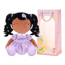 Gloveleya Personalized Curly Doll With Your Name - Cute Custom Tanned Purple Soft Plush Doll For Girls Plush Doll Customized Gifts