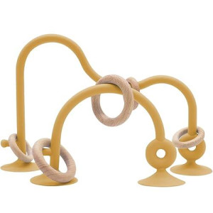 Zeeloopbee High Chair Toys With Suction Cups For Infant Toddlers Silicone Suction Cup Montessori Educational Teething Toys For Babies Ages 0-6 M+ Baby Teething Toys For 6 To 12 Months(Brownish Yellow)