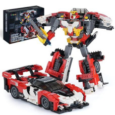 Sillbird Transforming Robot Building Toy Sets For Adults Or Kids Aged 8-16, Moc Collectible 2In1 Transform Robot And Racing Car Display Model Christmas Thanksgiving Creative Gifts (1208 Pieces