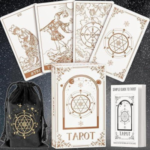 Hihealer 78 Tarot Cards Deck With Guide Book And Linen Carry Bag, Classic Original Tarot Cards For Beginners To Experts, Witchy Gifts For Women