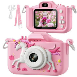 Upgrade Kids Camera Toys, Best Christmas Birthday Festival Gift For Girls Age 3-12, 1080P Hd Selfie Digital Video Toddler Camera With 32Gb Sd Card, Cute Portable Little Girls Gifts Toys