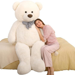 Maogolan Giant White Teddy Bear Stuffed Animal 5 Feet,Soft Cuddly Smiling Face Big Teddy Bear Plush Gift For Boyfriend Girlfriend