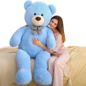 Maogolan Giant Teddy Bear Plush, Life Size Large Teddy Bear Stuffed Animal 5 Feet,Soft And Fluffy Big Teddy Bear Gift For Baby Shower,Christmas,Valentines Day,Blue