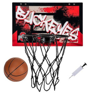 Franklin Sports Ohio State Over The Door Basketball Hoop - Kids Indoor Basketball Hoop With Mini Ball - Ohio State Fan Shop Toy For Bedroom + Office - Over The Door Set