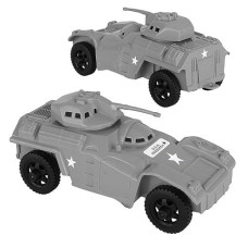 Timmee Recon Patrol Armored Cars - Gray Plastic Army Men Scout Vehicles