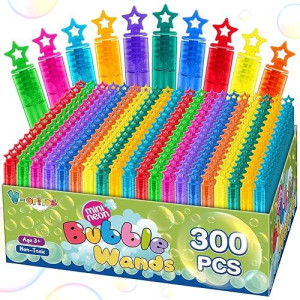 300 Pack Mini Bubble Wands In 10 Color, Bulk Party Favors For Kids, Ideal Goodies Bags Stuffers, Themed Birthday, Valentine, Easter, Halloween, Christmas, School Classroom Prizes For Boys & Girls