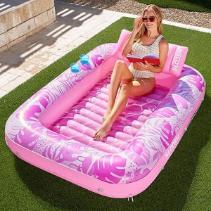 Sloosh Large Hot Pink Inflatable Tanning Pool Float 70"x46"