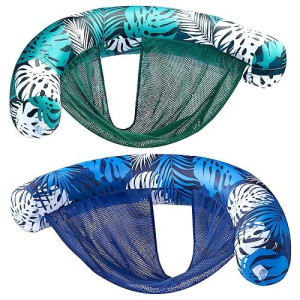 Sloosh Pool Floats Chairs Adult，2 Packs Inflatable Noodle Chair With Sling Soft Fabric，Floating Pool Float Lounge Water Swimming Floaties For Party Summer Water Fun（Tropical Leaves）